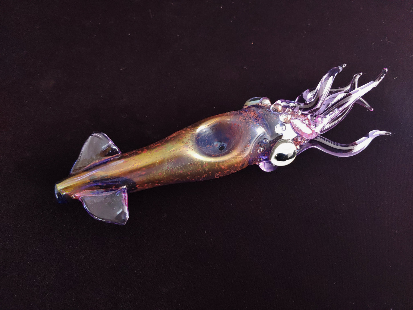 Glass Squid Pipe (Blue/ Purple, UV Glow)