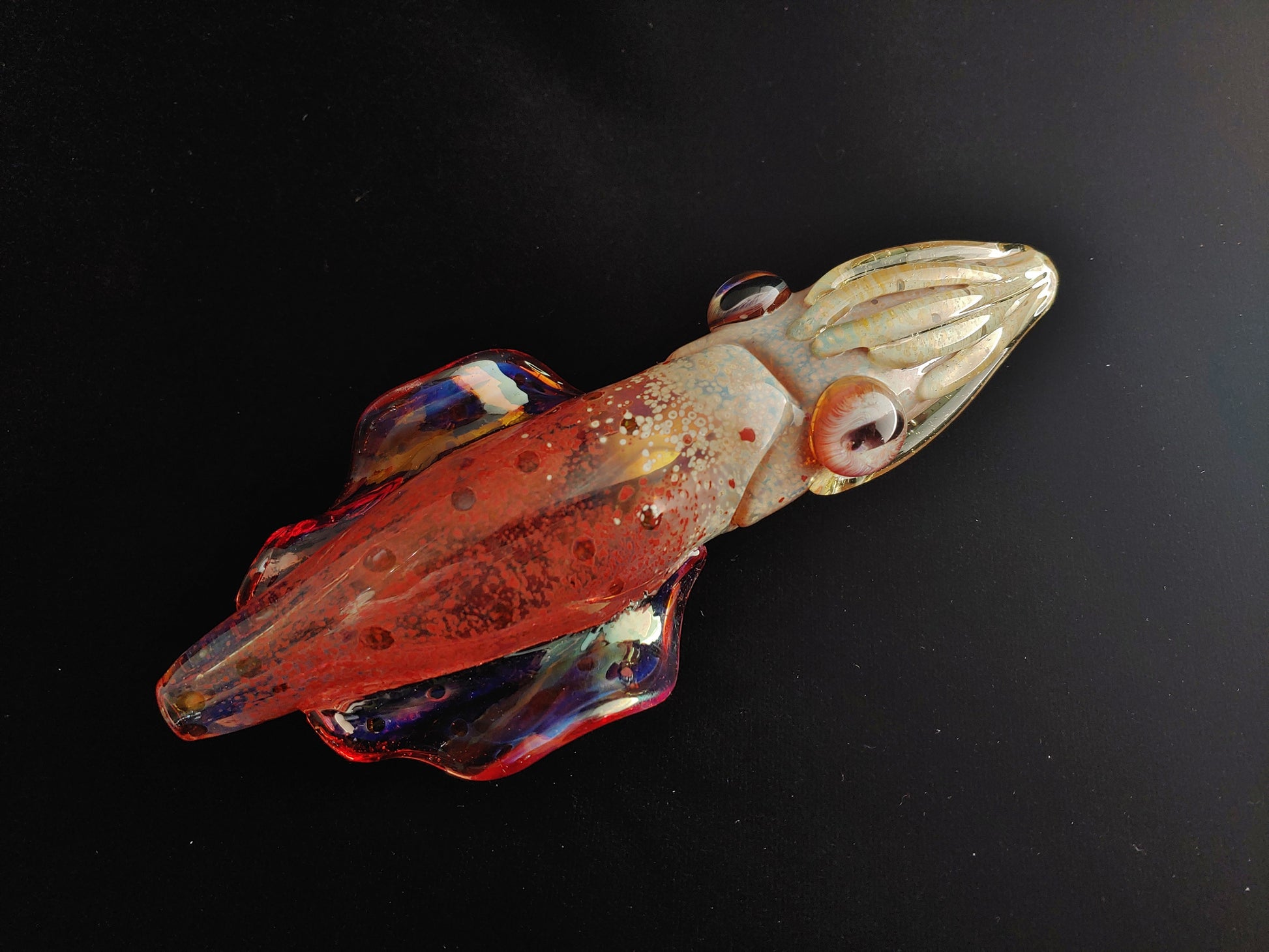 Hand crafted and unique cuttlefish pipe. Glass art work.