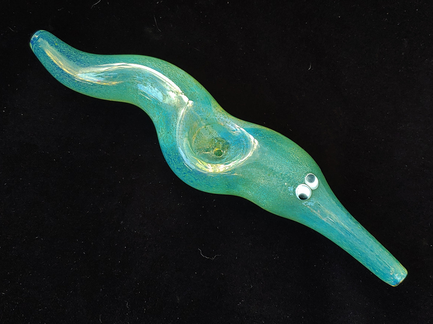 Glass Magic Worm Pipe (Teal Version)