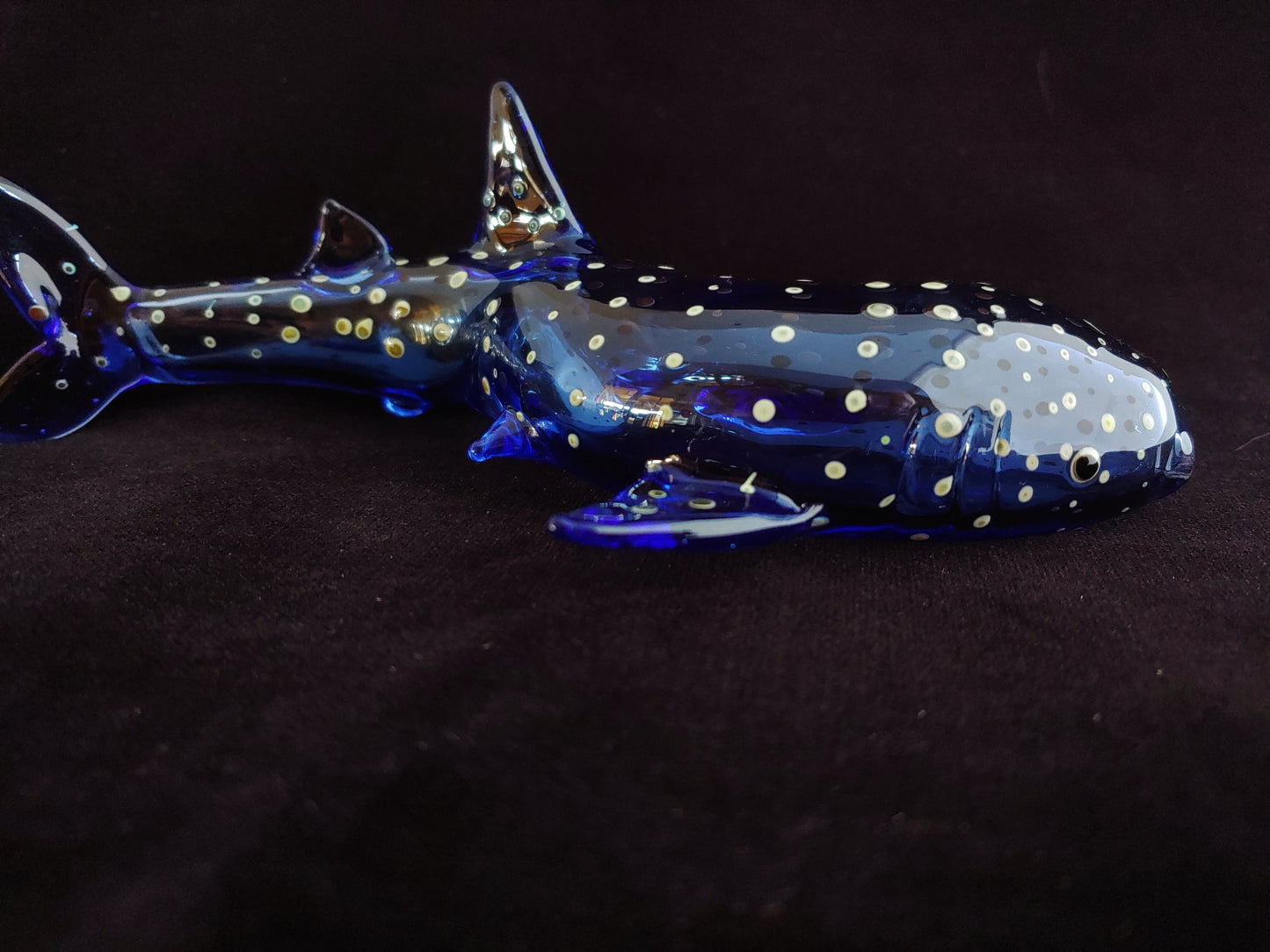 Glass Whale Shark Pipe | Cobalt Blue
