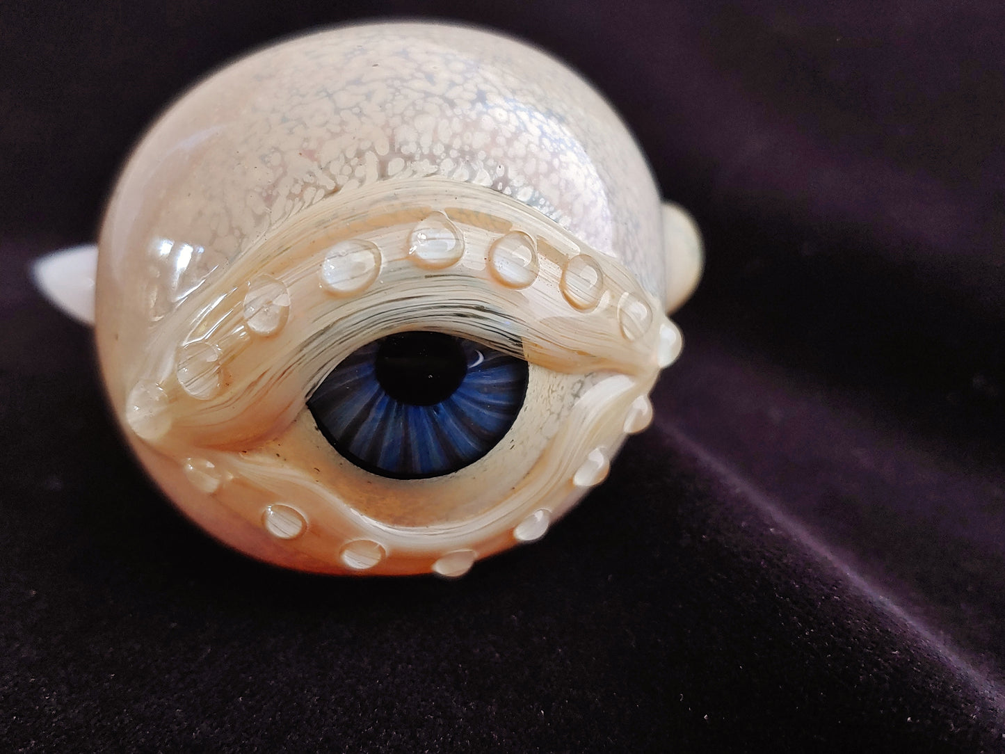 Detailed Eye Pipe With Fangs | UV Glow | Unique Glass Art |
