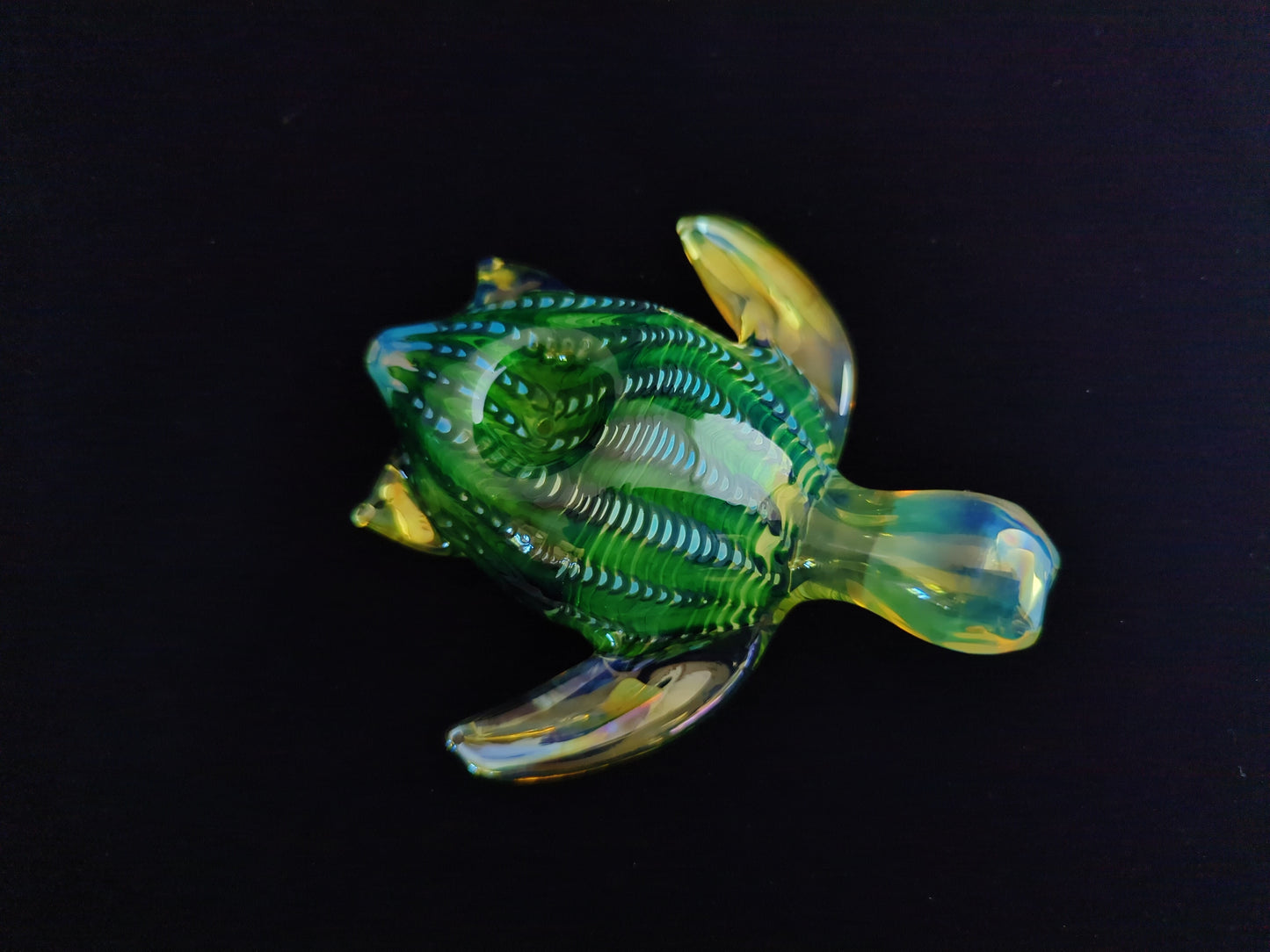 Color Changing Glass Sea Turtle Pipe |  Deep Green Version