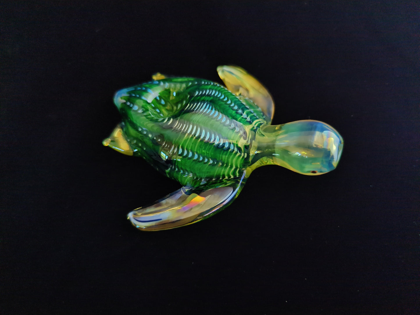 Color Changing Glass Sea Turtle Pipe |  Deep Green Version