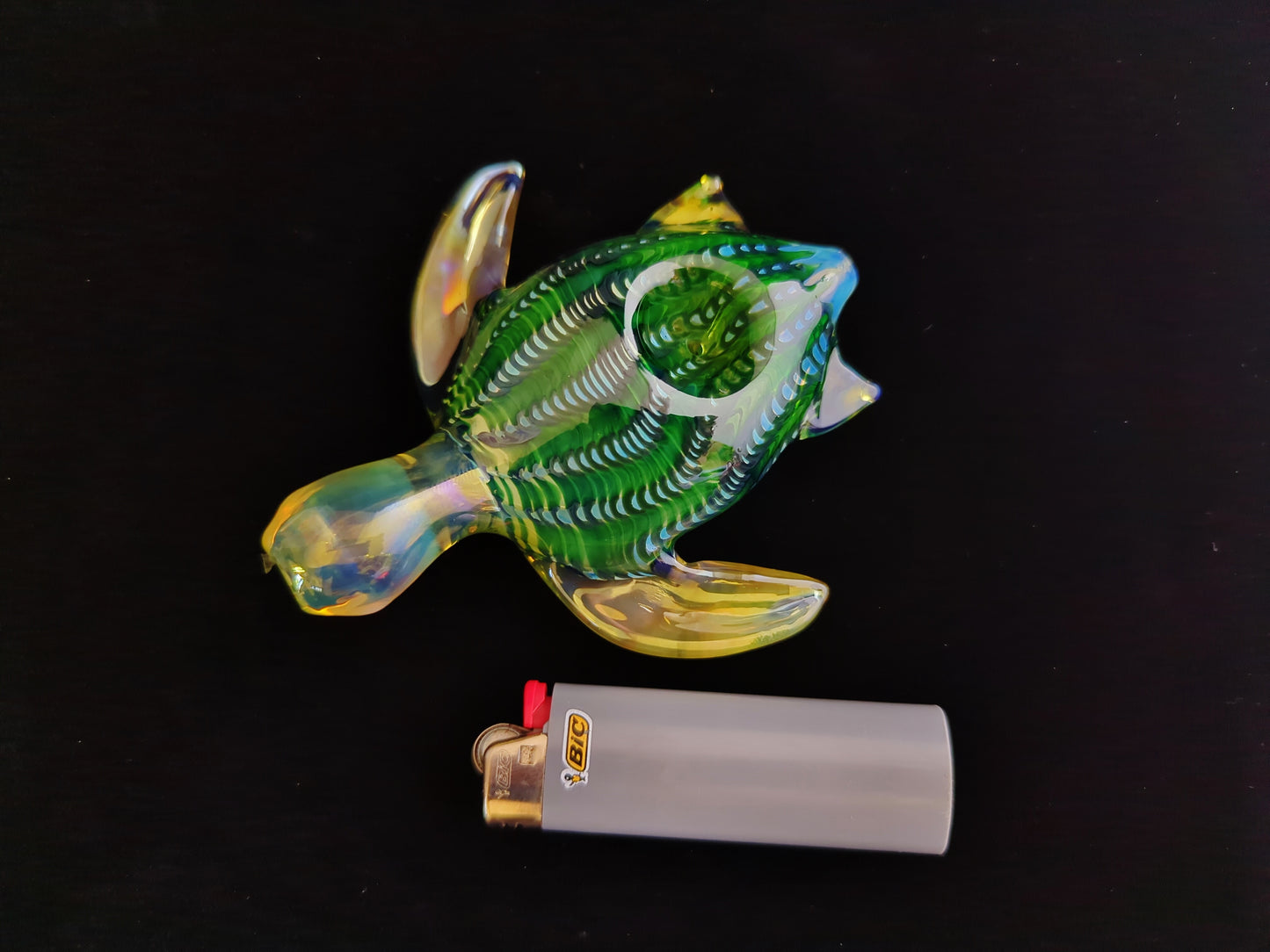 Color Changing Glass Sea Turtle Pipe |  Deep Green Version