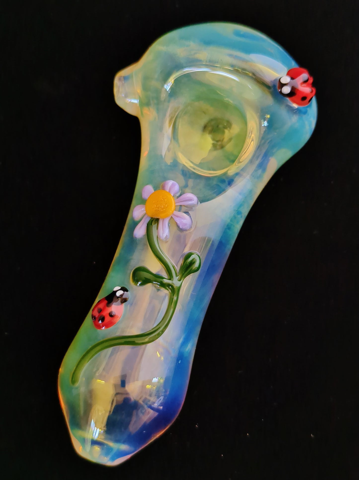 Glass Flower and Ladybug Pipe