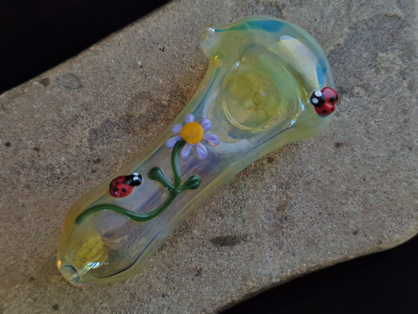 Glass Flower and Ladybug Pipe