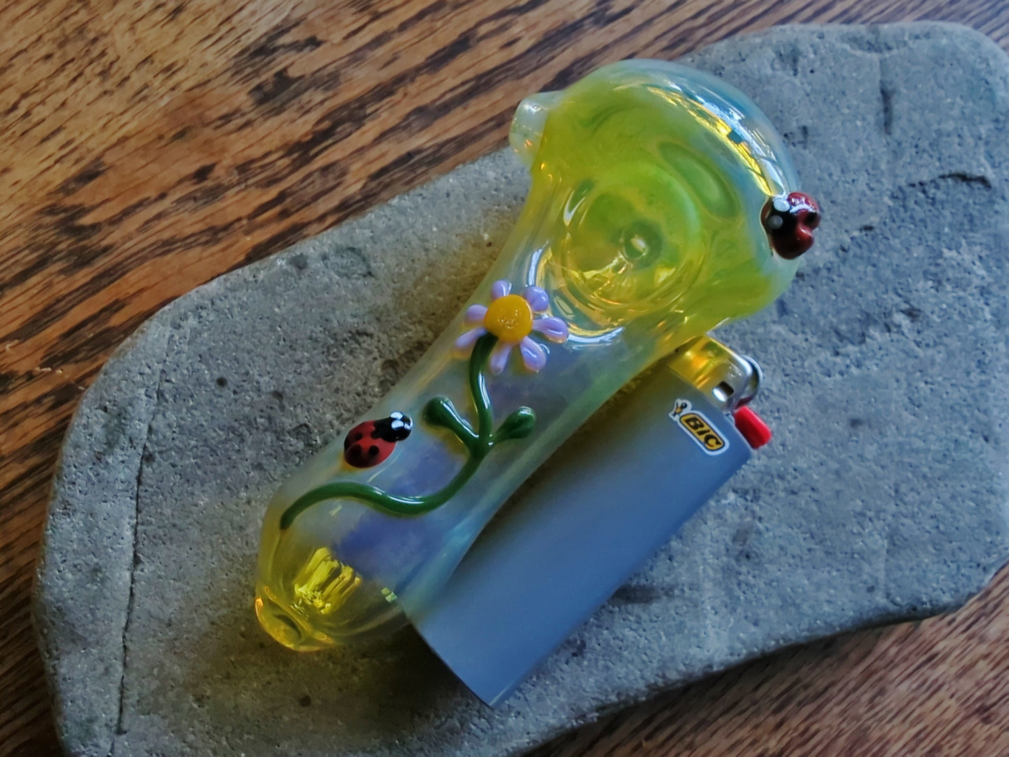 Glass Flower and Ladybug Pipe