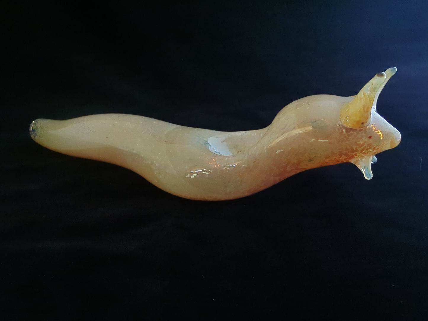 Glass Banana Slug Pipe | Golden Tan Colored | Color Changing