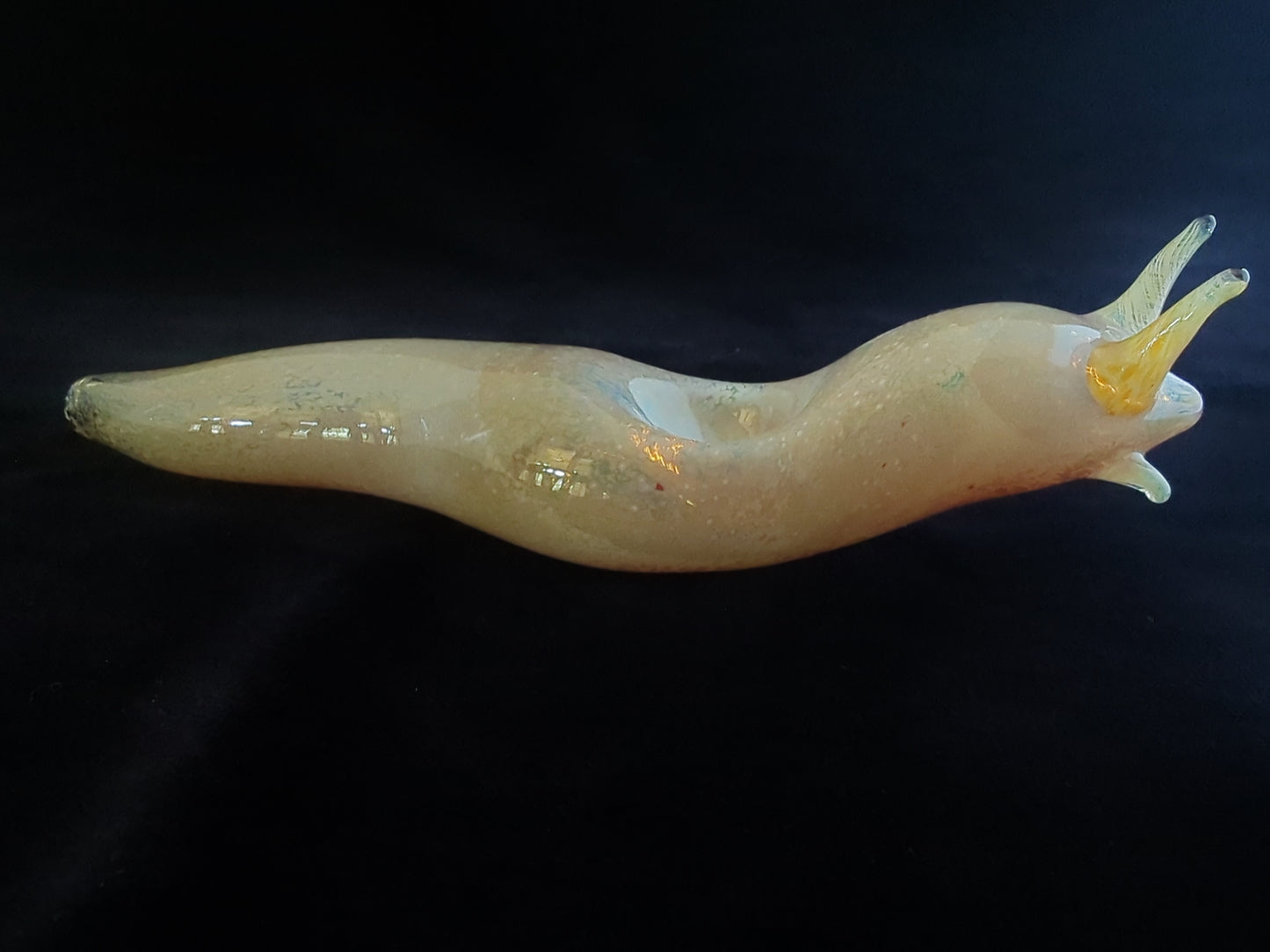 Glass Banana Slug Pipe | Golden Tan Colored | Color Changing