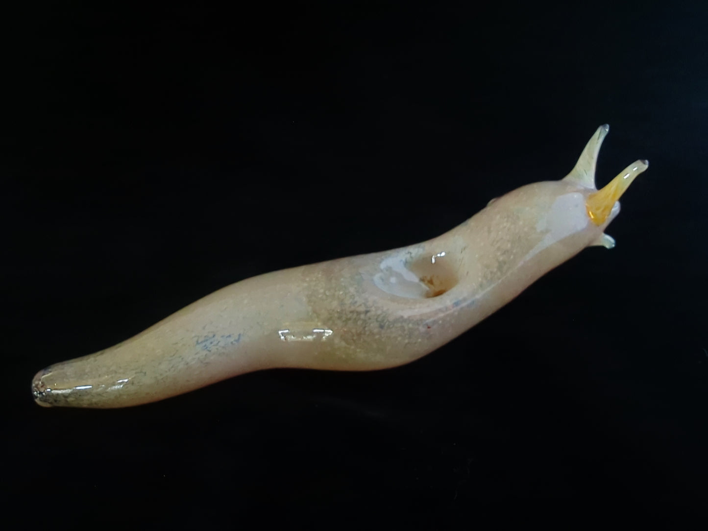 Glass Banana Slug Pipe | Golden Tan Colored | Color Changing