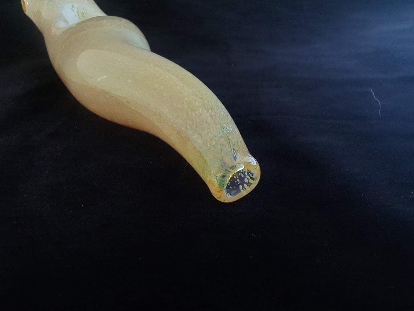 Glass Banana Slug Pipe | Golden Tan Colored | Color Changing