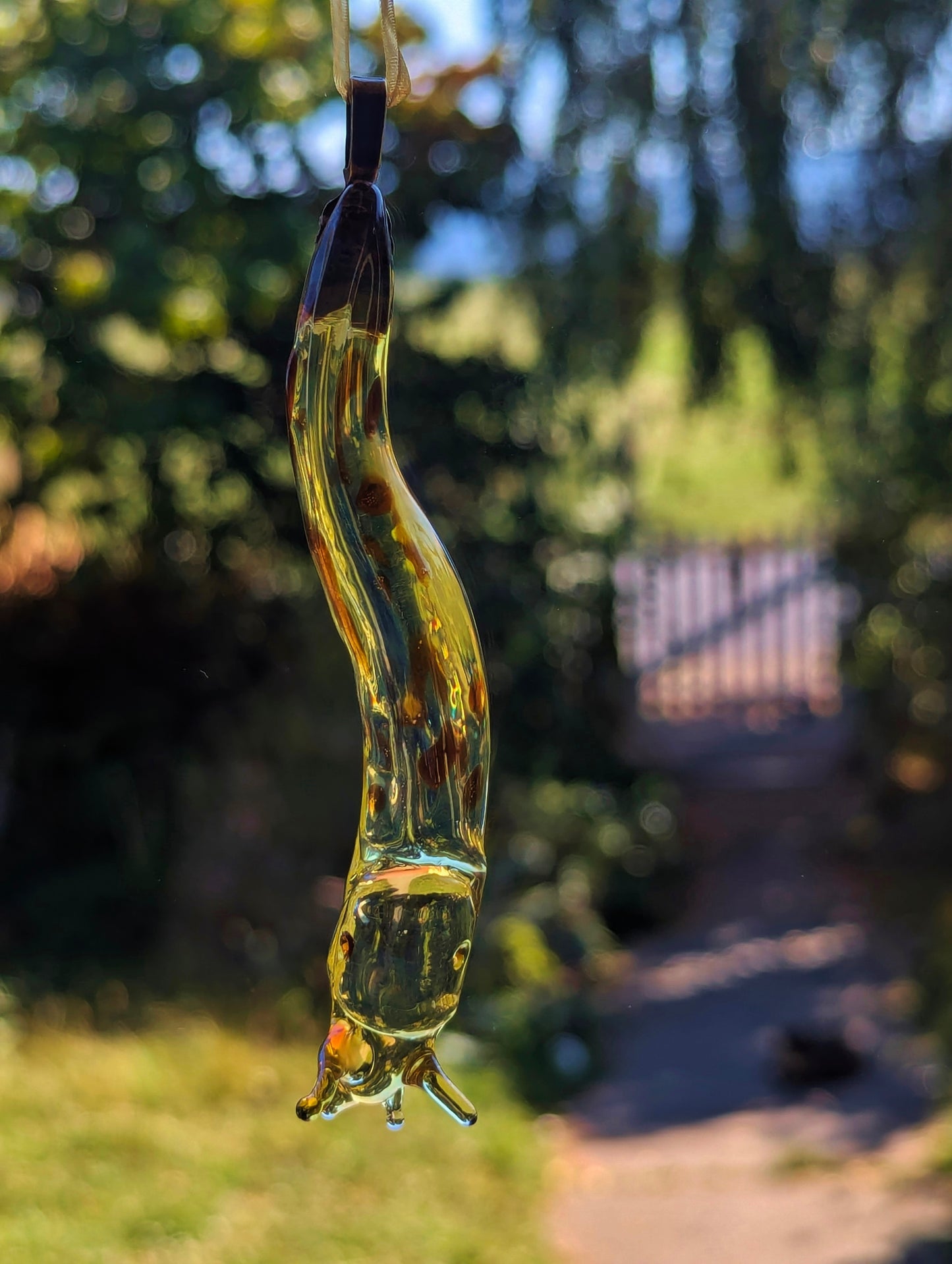 Detailed Glass Banana Slug Ornament | Handmade Suncatcher Gift | Quick Shipping