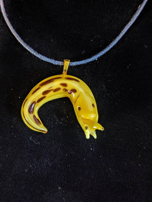 Hand Blown Glass Banana Slug Pendant