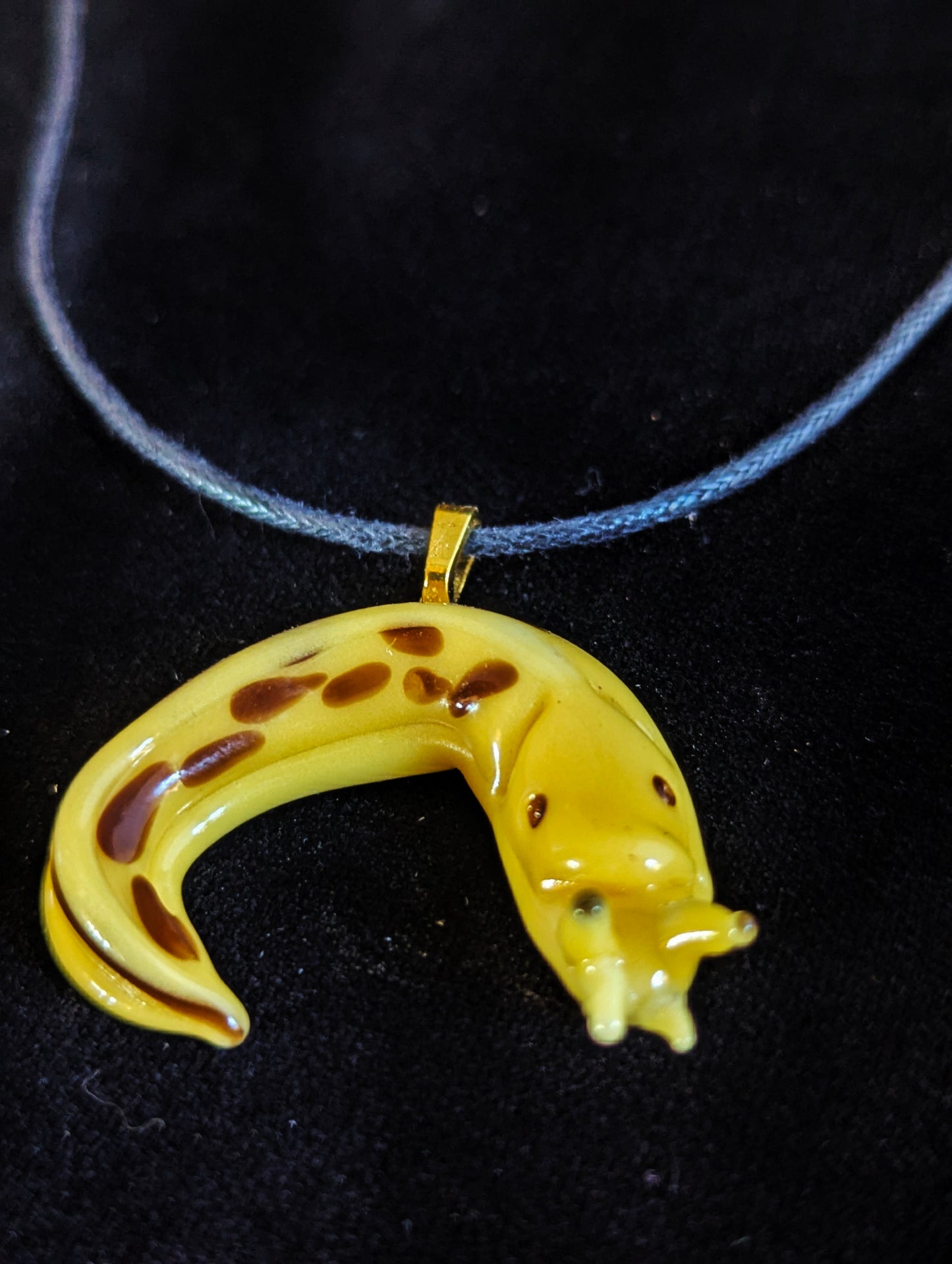 Hand Blown Glass Banana Slug Pendant