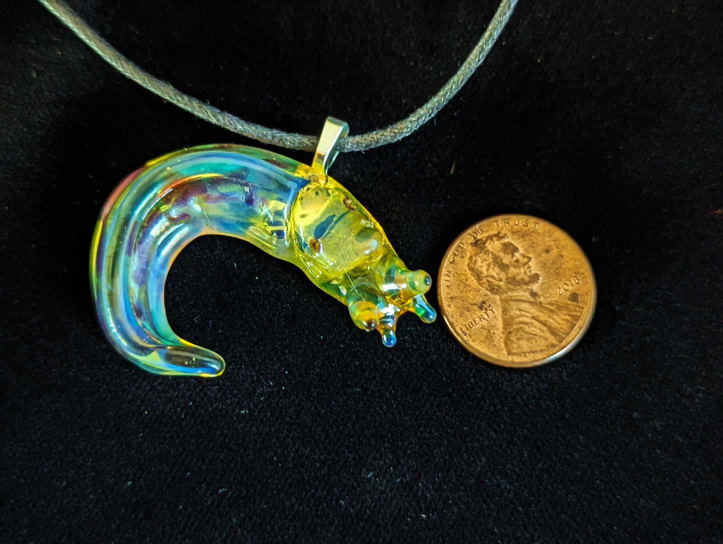 Hand Blown Glass Banana Slug Pendant