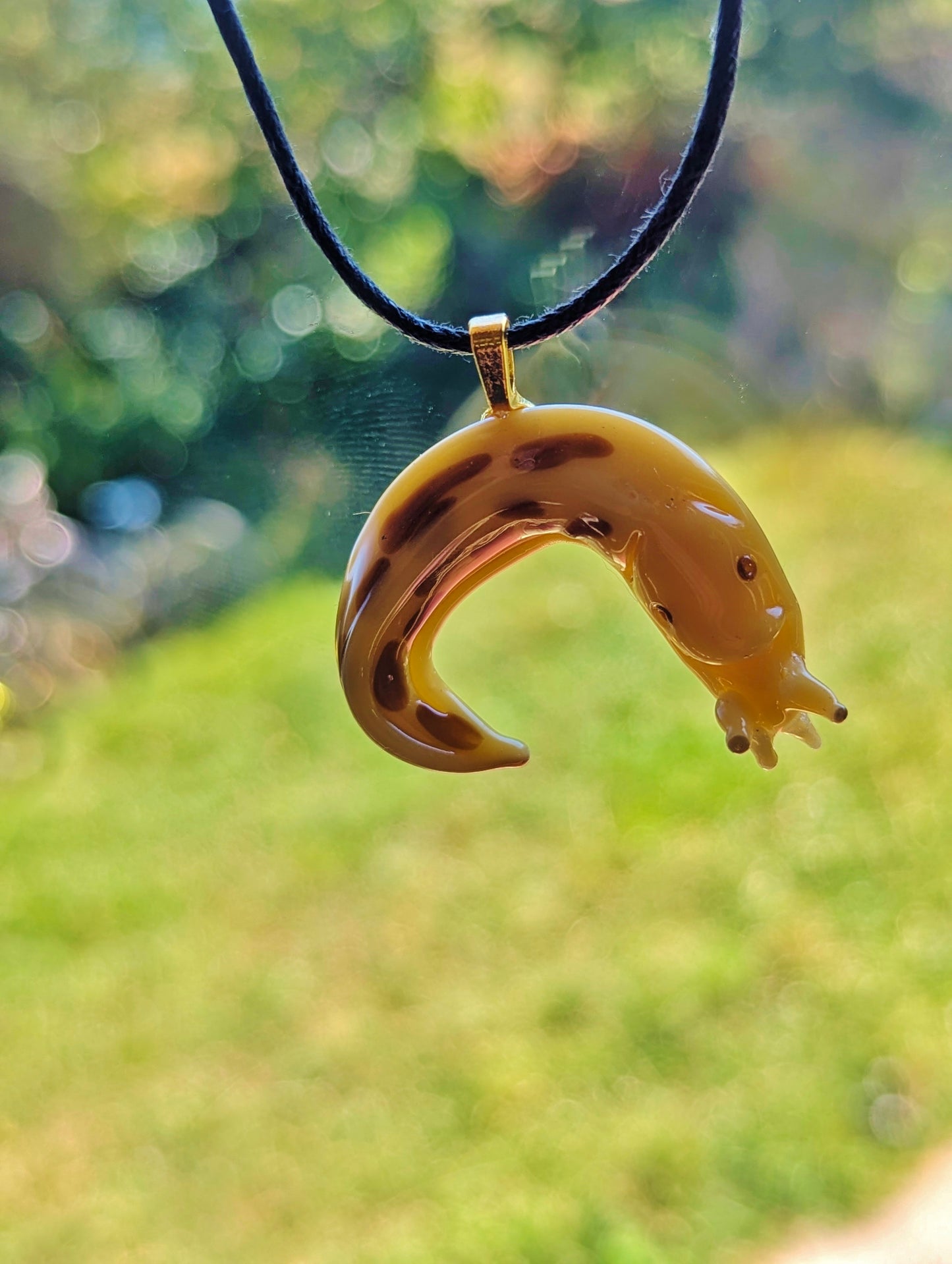 Hand Blown Glass Banana Slug Pendant