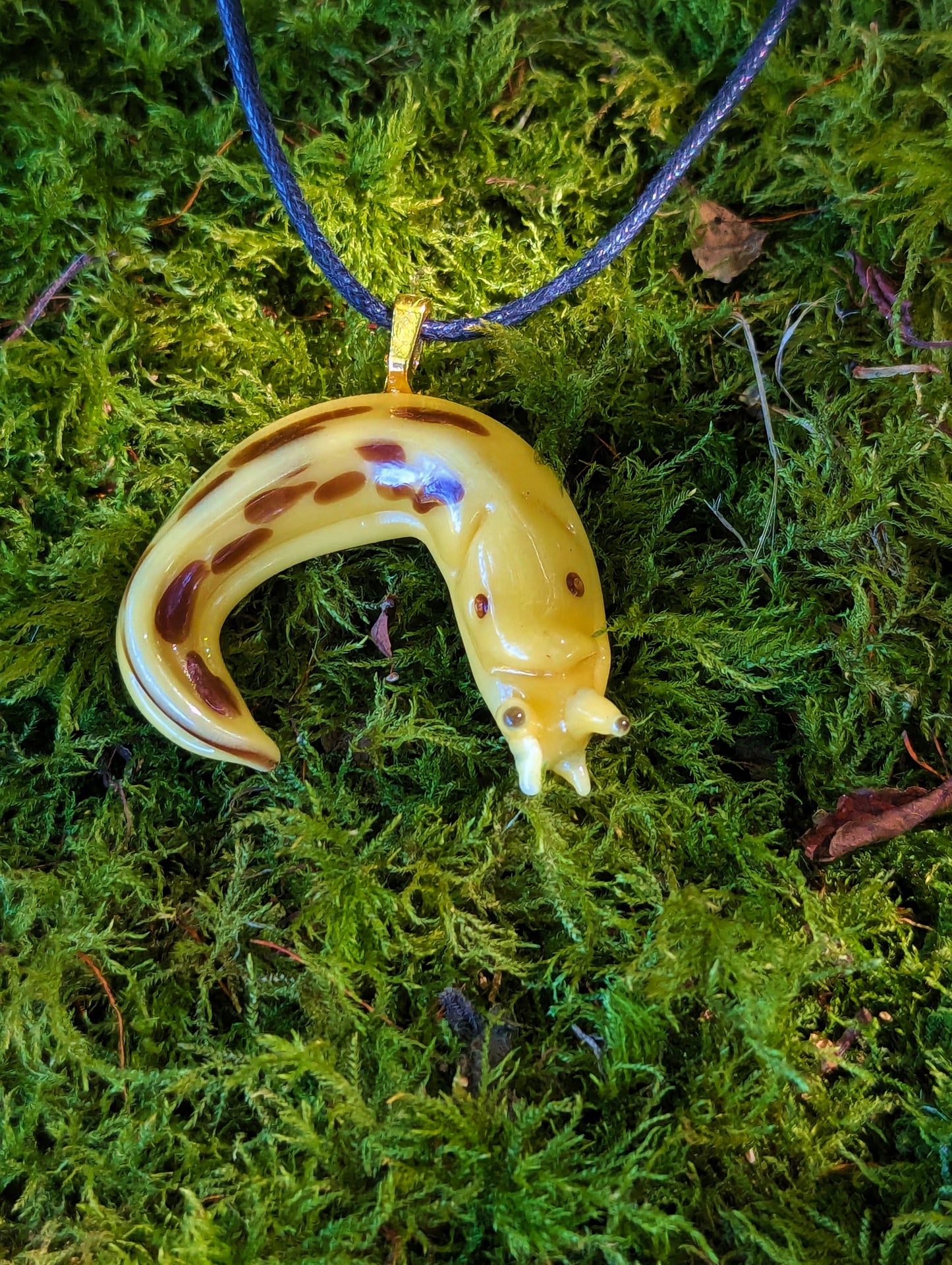 Hand Blown Glass Banana Slug Pendant