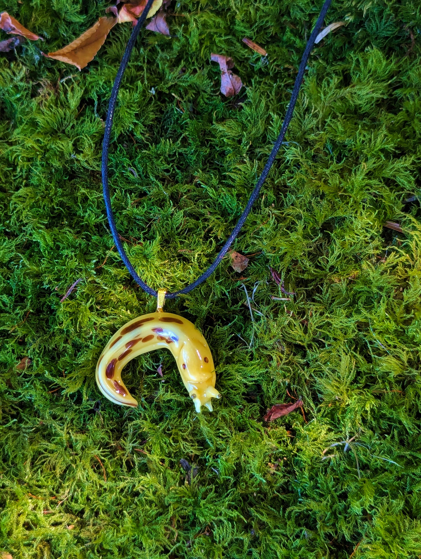 Hand Blown Glass Banana Slug Pendant