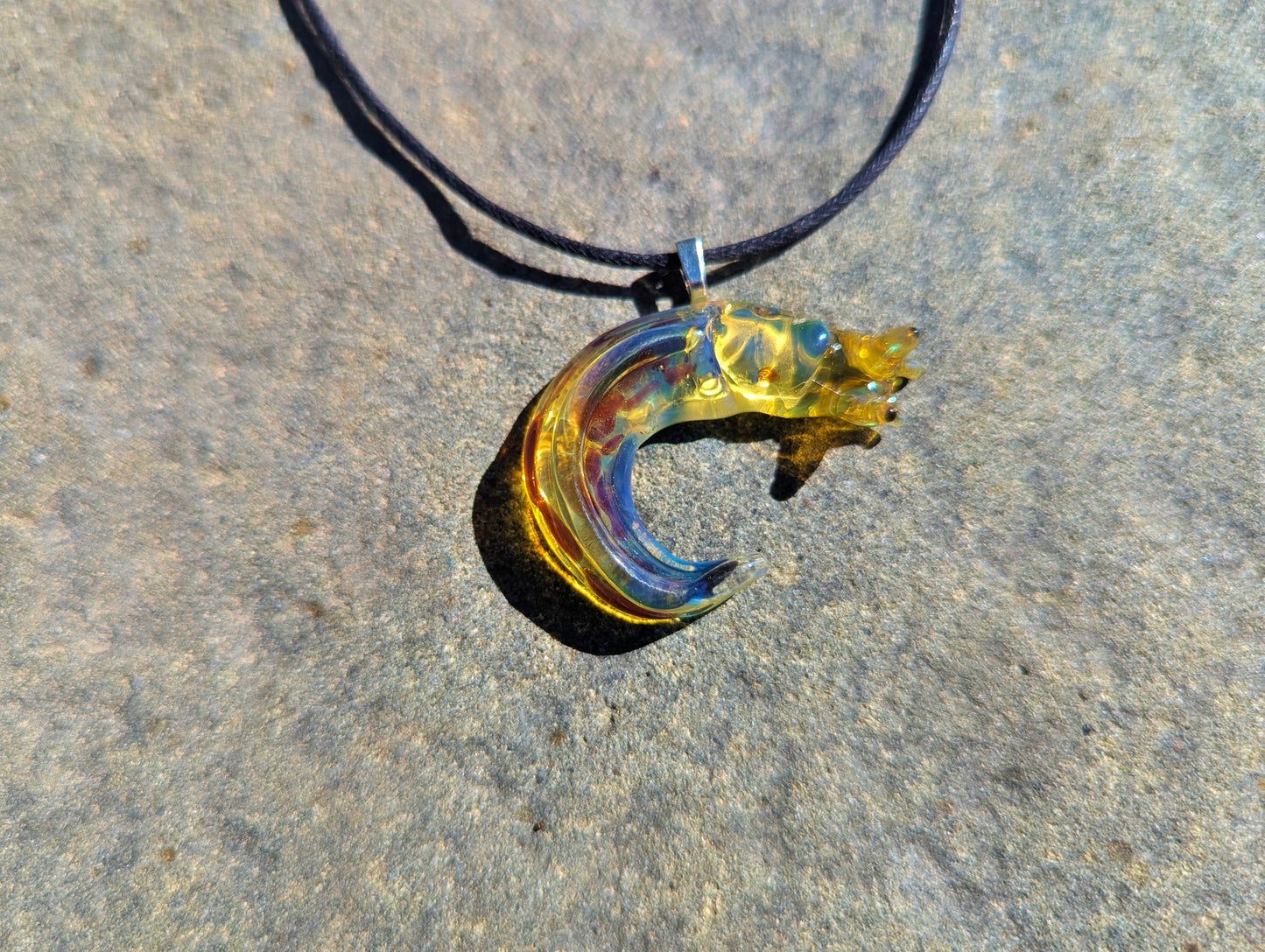 Hand Blown Glass Banana Slug Pendant