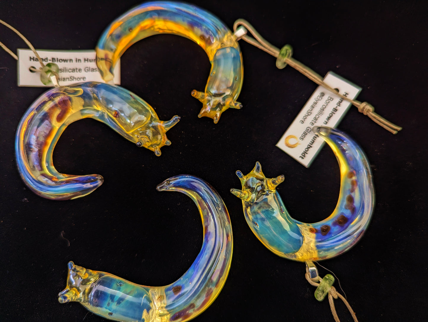 Detailed Glass Banana Slug Ornament | Handmade Suncatcher Gift | Quick Shipping