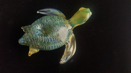Beautiful glass sea turtle pipe. Hand blown. Unique gift idea.